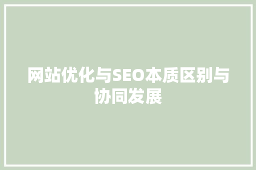 网站优化与SEO本质区别与协同发展