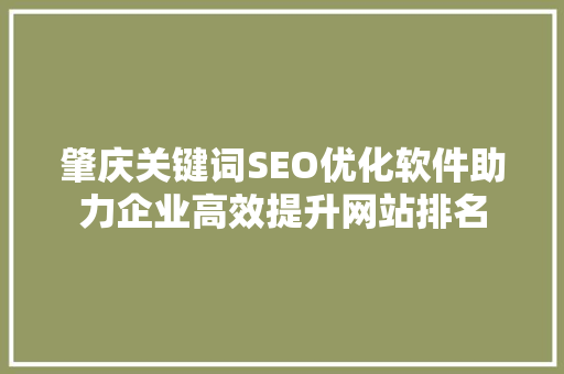 肇庆关键词SEO优化软件助力企业高效提升网站排名