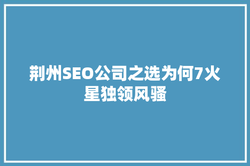 荆州SEO公司之选为何7火星独领风骚