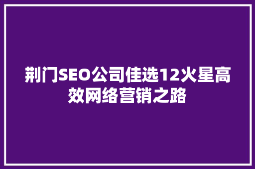 荆门SEO公司佳选12火星高效网络营销之路