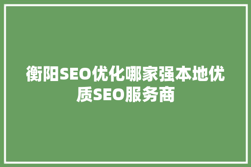 衡阳SEO优化哪家强本地优质SEO服务商