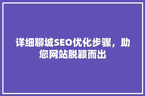 详细聊城SEO优化步骤，助您网站脱颖而出