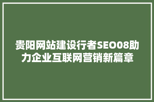 贵阳网站建设行者SEO08助力企业互联网营销新篇章