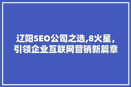 辽阳SEO公司之选,8火星，引领企业互联网营销新篇章