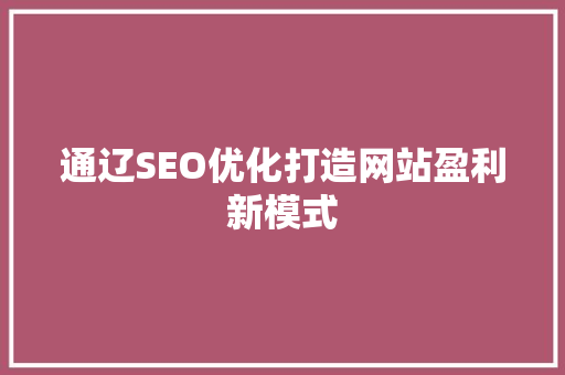 通辽SEO优化打造网站盈利新模式