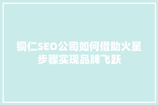 铜仁SEO公司如何借助火星步骤实现品牌飞跃