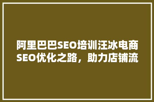 阿里巴巴SEO培训汪冰电商SEO优化之路，助力店铺流量翻倍