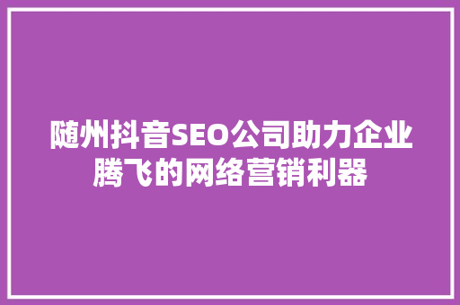 随州抖音SEO公司助力企业腾飞的网络营销利器