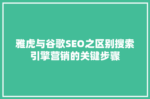 雅虎与谷歌SEO之区别搜索引擎营销的关键步骤