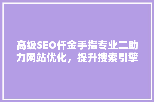 高级SEO仟金手指专业二助力网站优化，提升搜索引擎排名