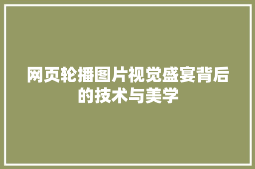 网页轮播图片视觉盛宴背后的技术与美学