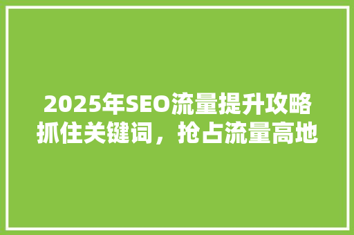 2025年SEO流量提升攻略抓住关键词，抢占流量高地