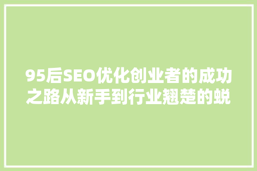 95后SEO优化创业者的成功之路从新手到行业翘楚的蜕变