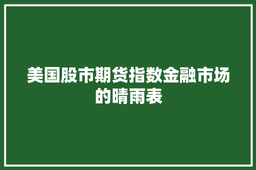 美国股市期货指数金融市场的晴雨表