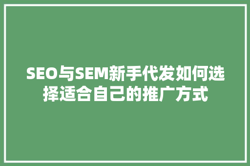 SEO与SEM新手代发如何选择适合自己的推广方式