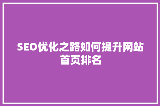 SEO优化之路如何提升网站首页排名