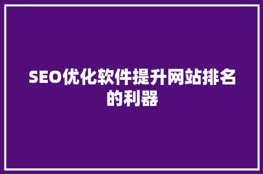 SEO优化软件提升网站排名的利器