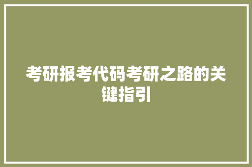 考研报考代码考研之路的关键指引