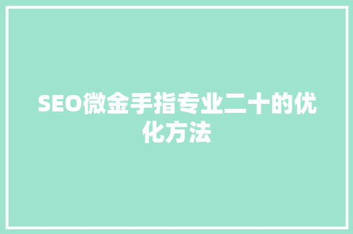 SEO微金手指专业二十的优化方法