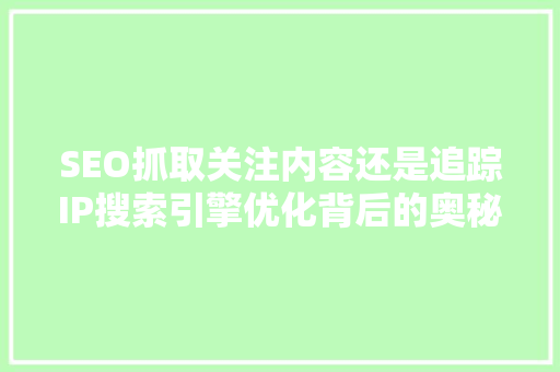 SEO抓取关注内容还是追踪IP搜索引擎优化背后的奥秘