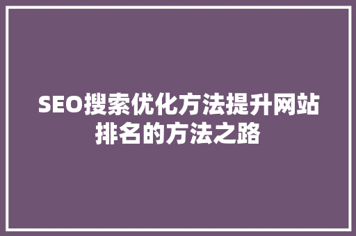 SEO搜索优化方法提升网站排名的方法之路