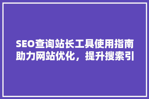 SEO查询站长工具使用指南助力网站优化，提升搜索引擎排名