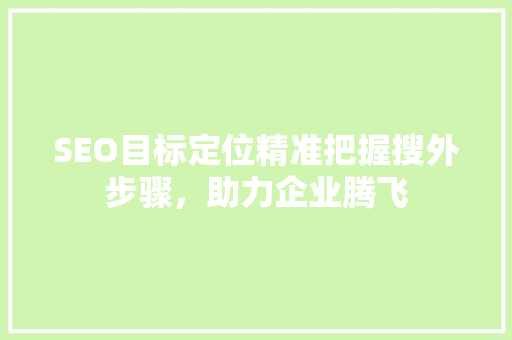 SEO目标定位精准把握搜外步骤，助力企业腾飞