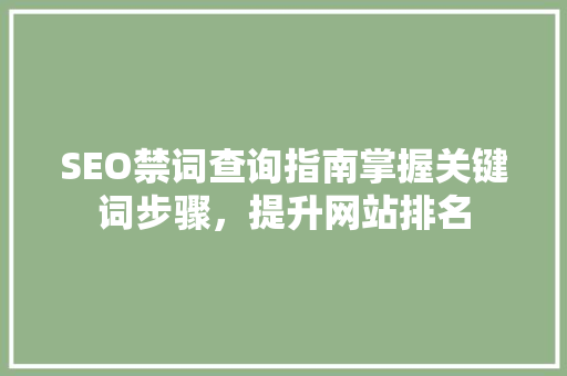 SEO禁词查询指南掌握关键词步骤，提升网站排名