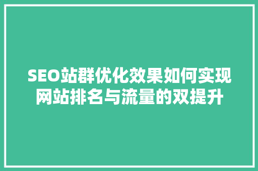 SEO站群优化效果如何实现网站排名与流量的双提升