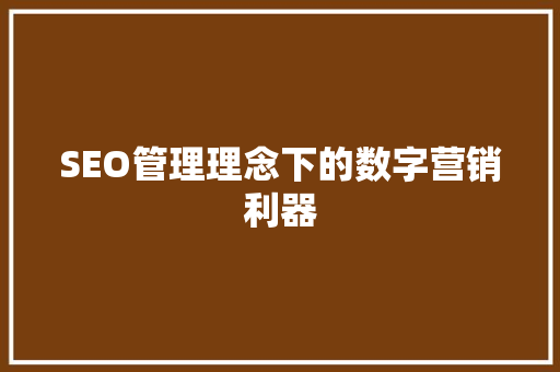 SEO管理理念下的数字营销利器