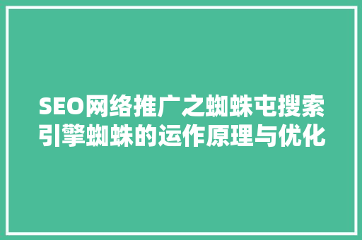SEO网络推广之蜘蛛屯搜索引擎蜘蛛的运作原理与优化步骤