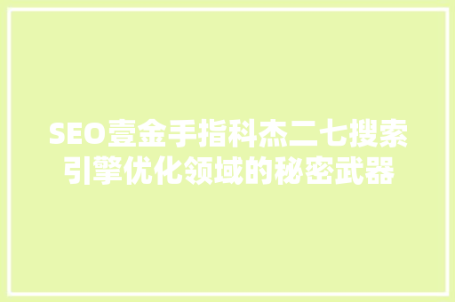 SEO壹金手指科杰二七搜索引擎优化领域的秘密武器