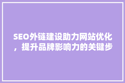 SEO外链建设助力网站优化，提升品牌影响力的关键步骤