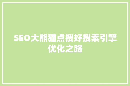 SEO大熊猫点搜好搜索引擎优化之路