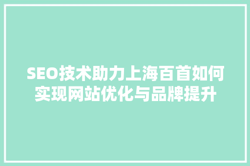 SEO技术助力上海百首如何实现网站优化与品牌提升