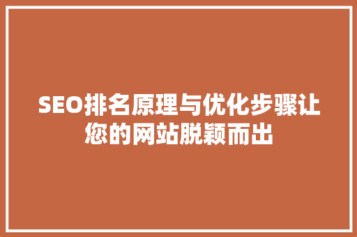 SEO排名原理与优化步骤让您的网站脱颖而出