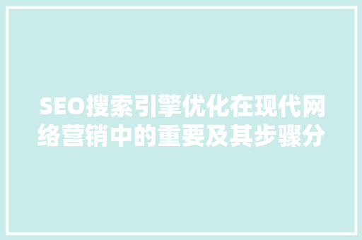 SEO搜索引擎优化在现代网络营销中的重要及其步骤分析