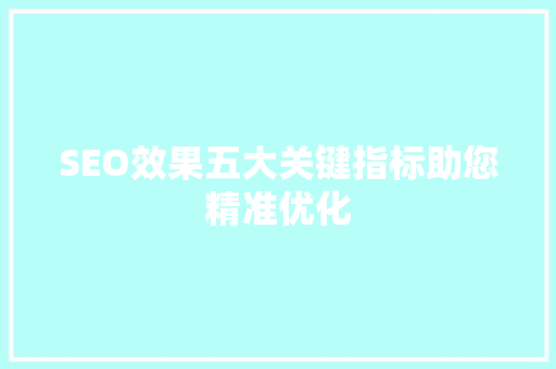 SEO效果五大关键指标助您精准优化