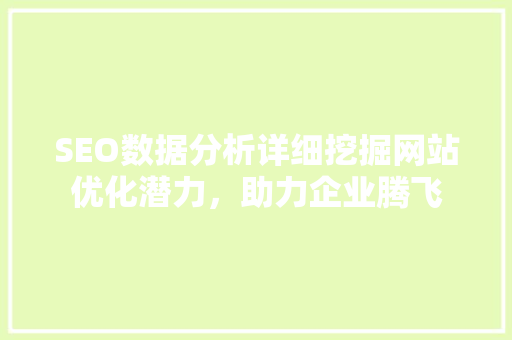 SEO数据分析详细挖掘网站优化潜力，助力企业腾飞