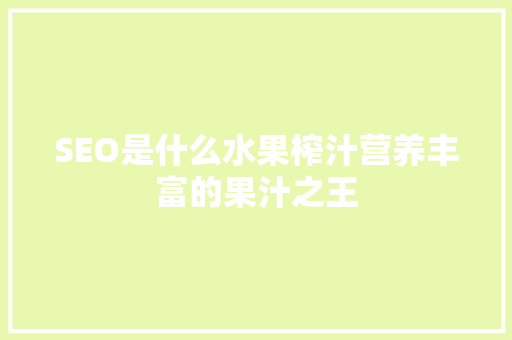 SEO是什么水果榨汁营养丰富的果汁之王