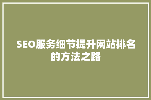 SEO服务细节提升网站排名的方法之路
