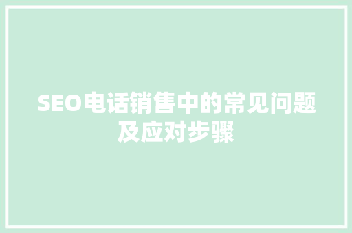 SEO电话销售中的常见问题及应对步骤