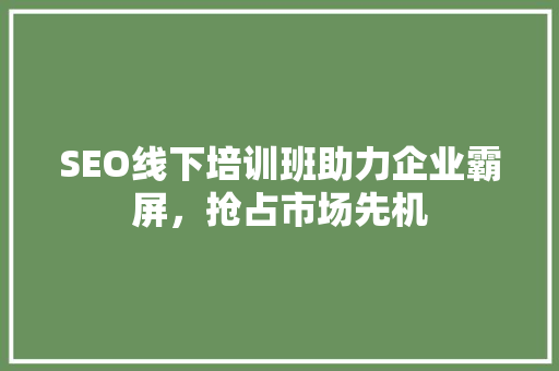 SEO线下培训班助力企业霸屏，抢占市场先机