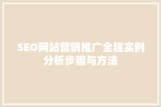 SEO网站营销推广全程实例分析步骤与方法