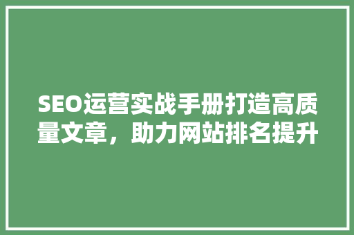 SEO运营实战手册打造高质量文章，助力网站排名提升