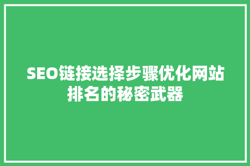 SEO链接选择步骤优化网站排名的秘密武器