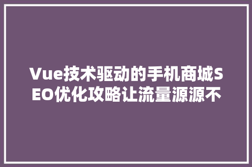 Vue技术驱动的手机商城SEO优化攻略让流量源源不断