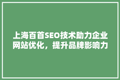 上海百首SEO技术助力企业网站优化，提升品牌影响力