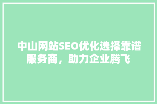 中山网站SEO优化选择靠谱服务商，助力企业腾飞