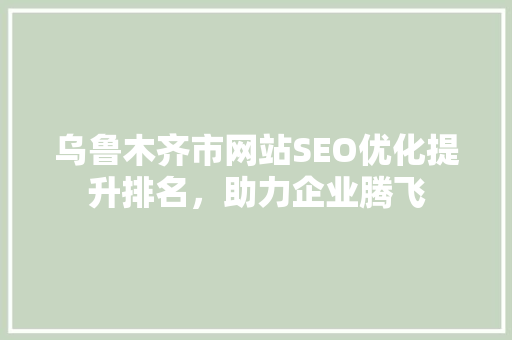 乌鲁木齐市网站SEO优化提升排名，助力企业腾飞